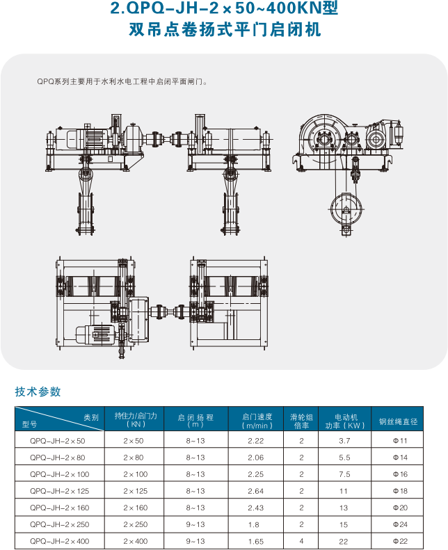 QPQ-JH-2 x 50~400KN双吊点平门启闭机 - 优良产品（images 2）